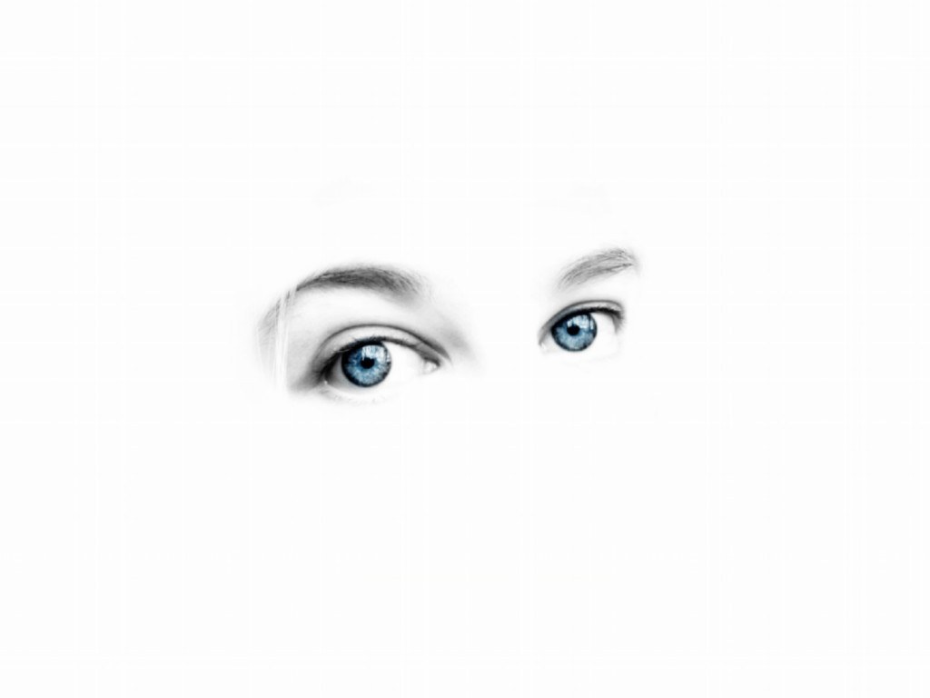 blue eyes on white background