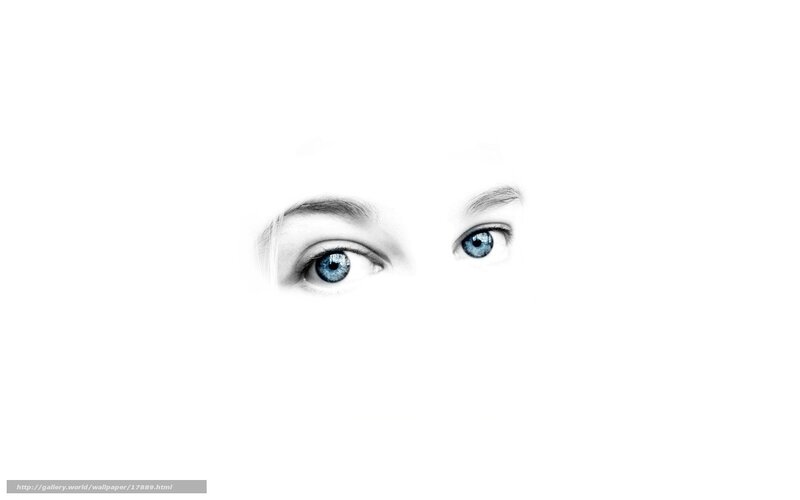 blue eyes peeking from white