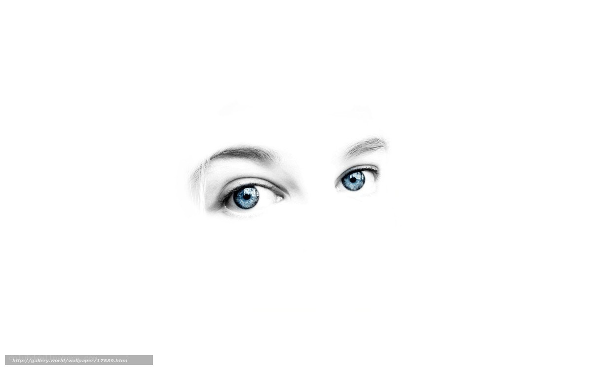blue eyes peeking from white