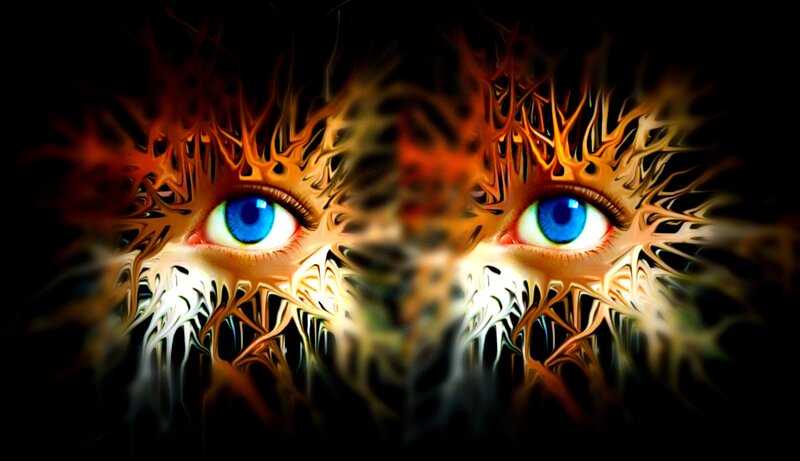 Blue Eyes with Fractal Patterns