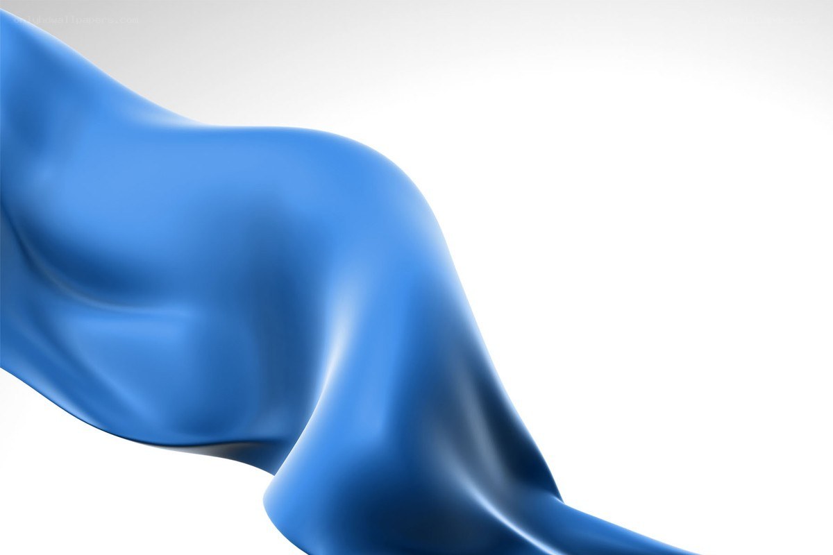 blue fabric flowing on white