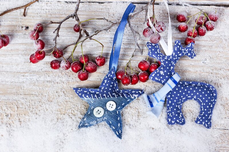 Blue Fabric Ornaments