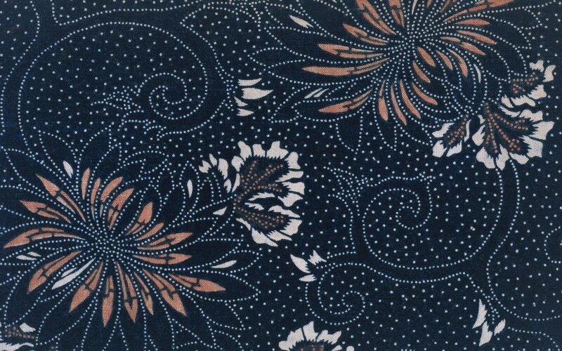 Blue Fabric with Floral Pattern — Dark Blue