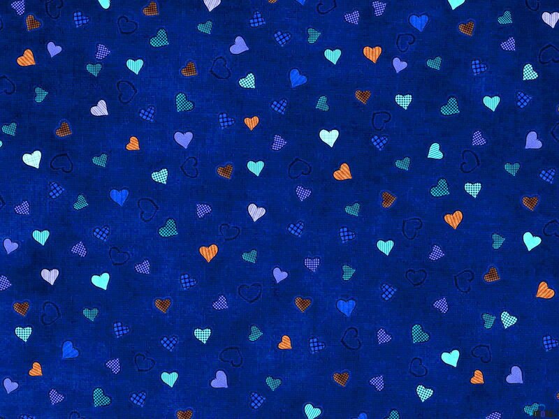 Blue Fabric with Hearts