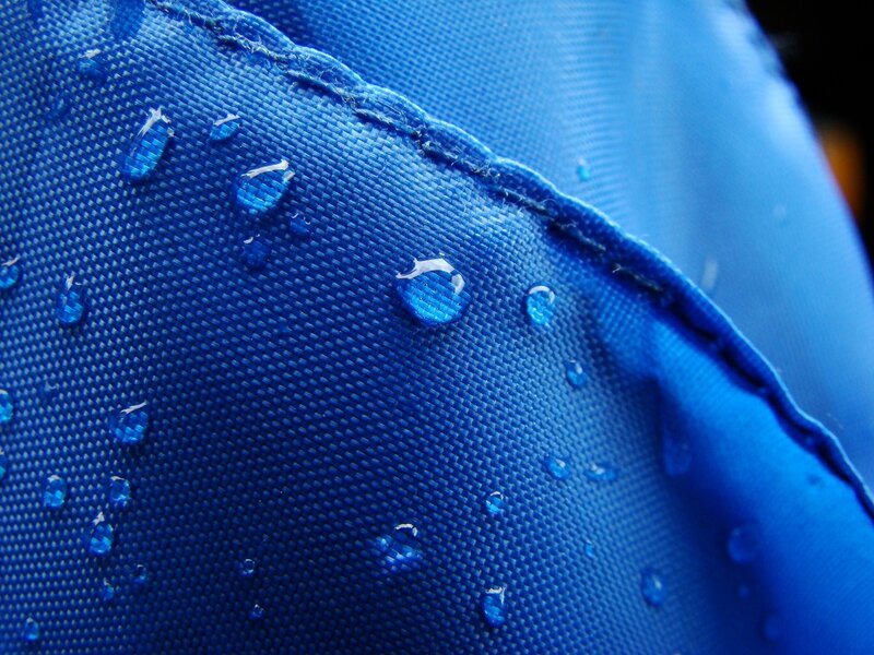 Blue Fabric with Water Droplets