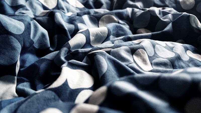 Blue Fabric with White Circles