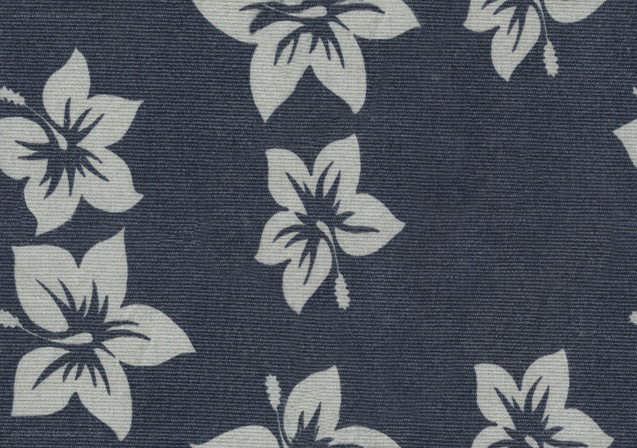 blue fabric with white flowers