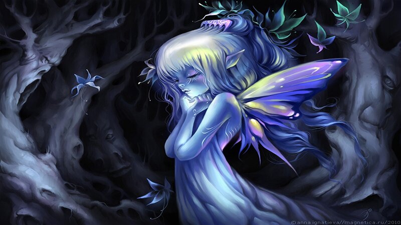 Blue Fairy in Forest — Dreamy