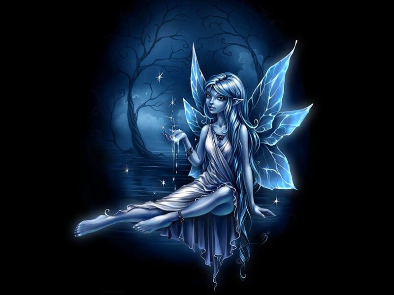 Blue Fairy in Forest — Mystical, Night