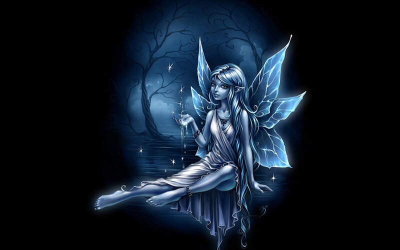 Blue Fairy in Forest — Mystical