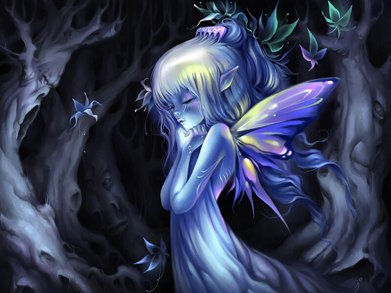 Blue Fairy in Forest