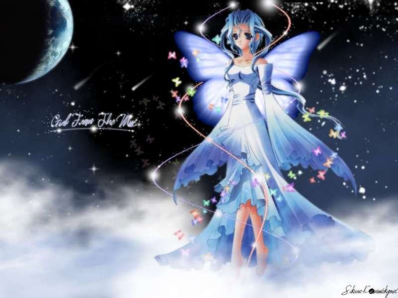 blue fairy in the night sky