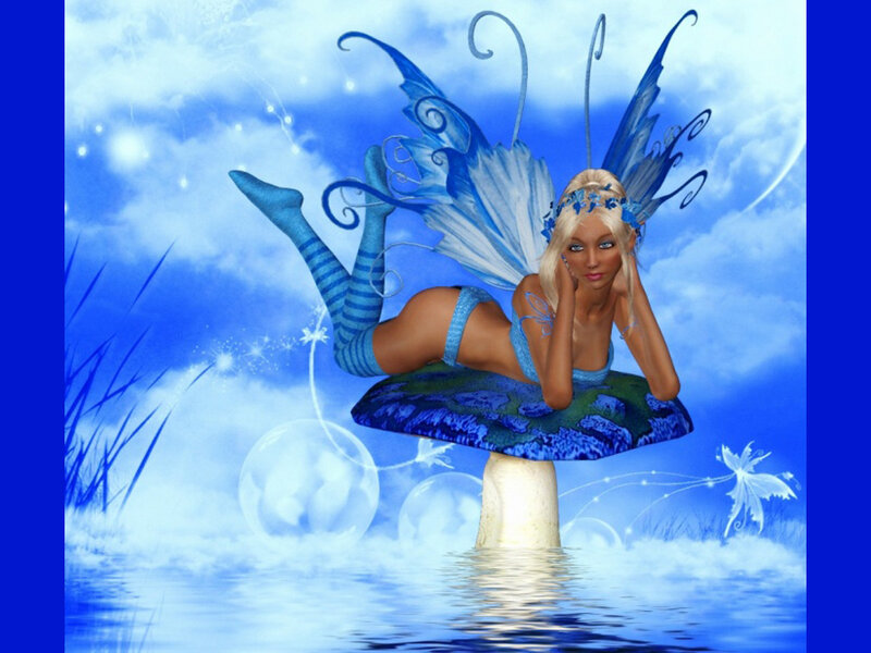 Blue Fairy on Mushroom