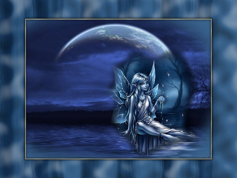 Blue Fairy Sitting in Water