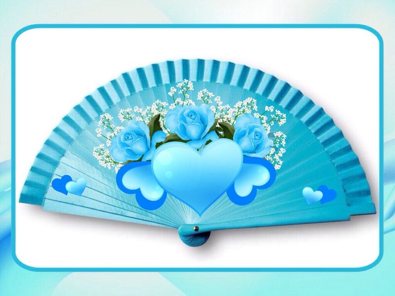 Blue Fan with Flowers