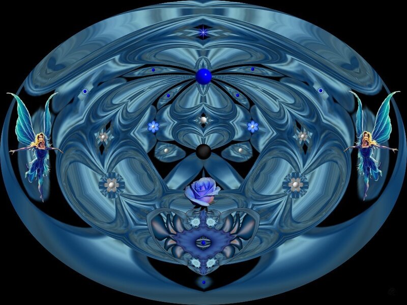 blue fantasy fractal with fairies