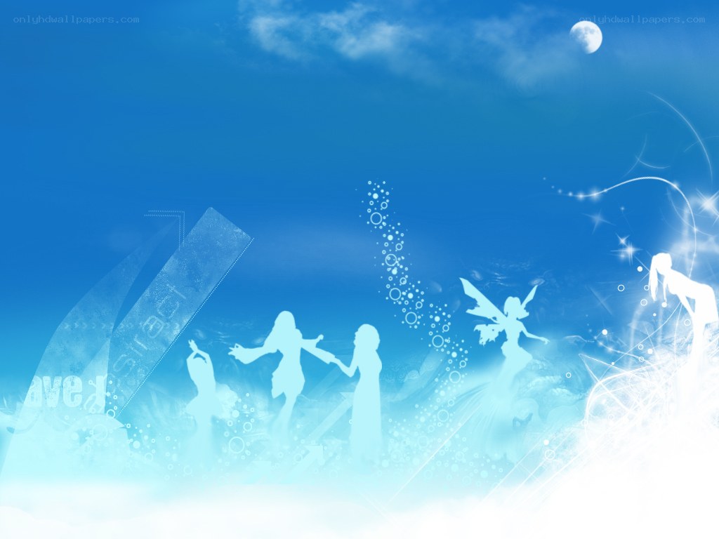 blue fantasy silhouettes