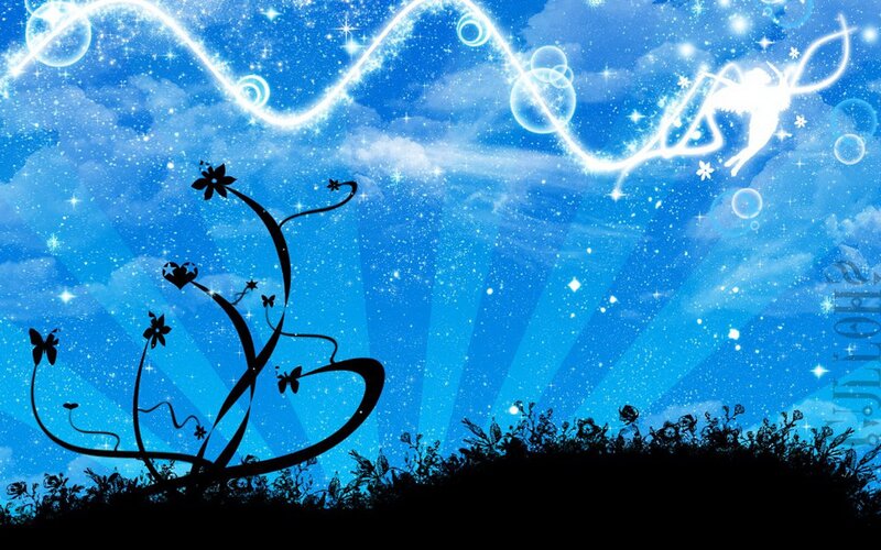 blue fantasy sky with fairy