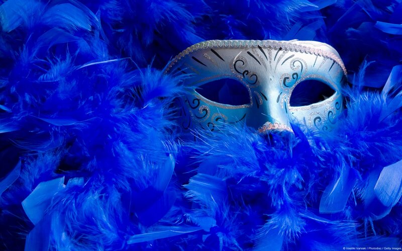 Blue Feather Mask — Dramatic, Photograph, Feathers, Decoration