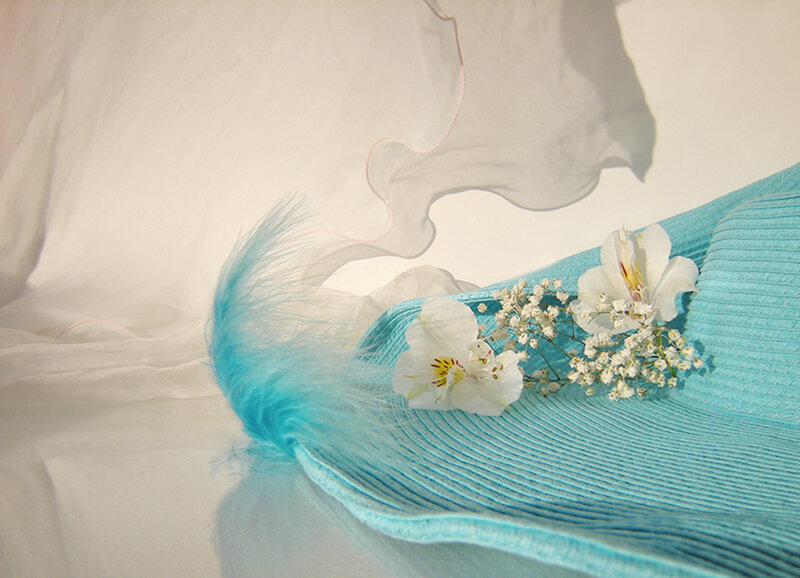 Blue Feather with Flowers