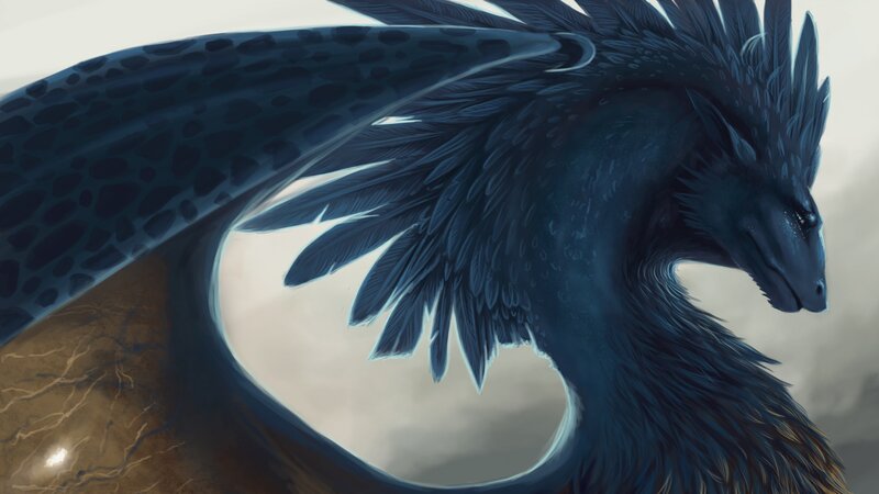 Blue Feathered Dragon — Dramatic