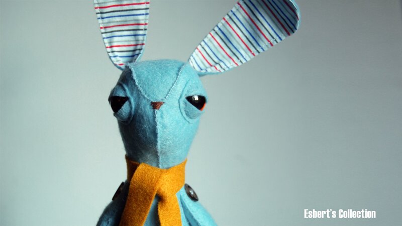 blue felt rabbit with tie