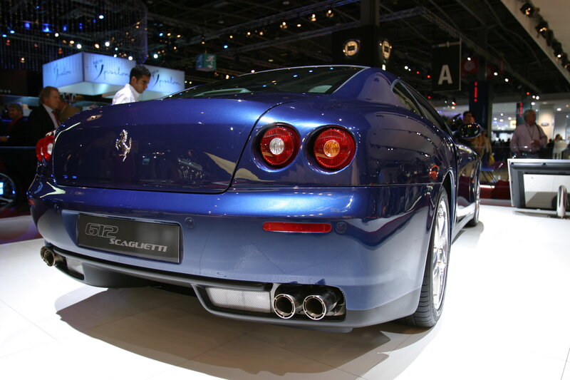 Blue Ferrari 612 Scaglietti rear view