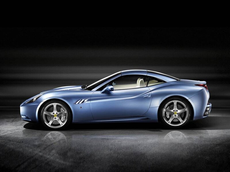 blue ferrari cabriolet