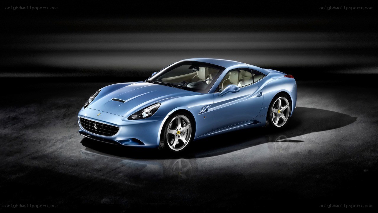 blue ferrari cabriolet