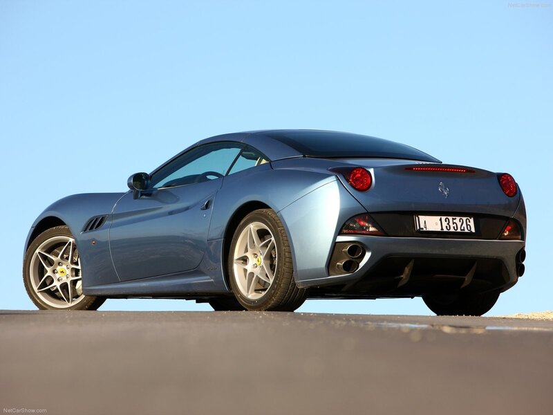 blue ferrari cabriolet