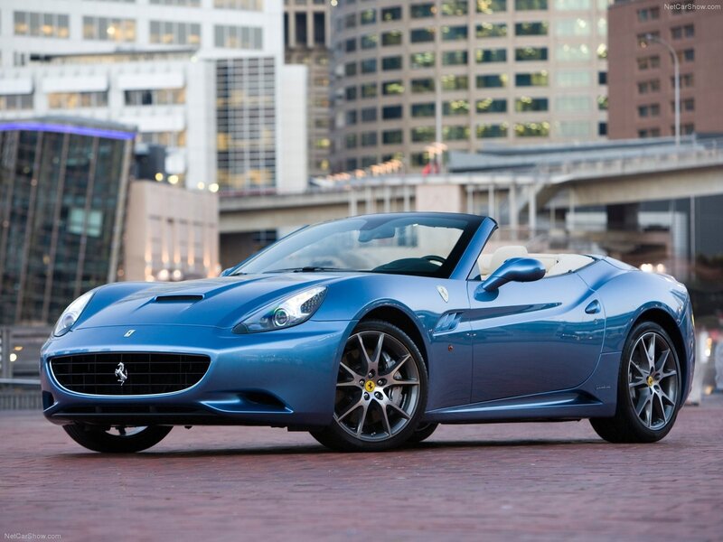 Blue Ferrari California convertible