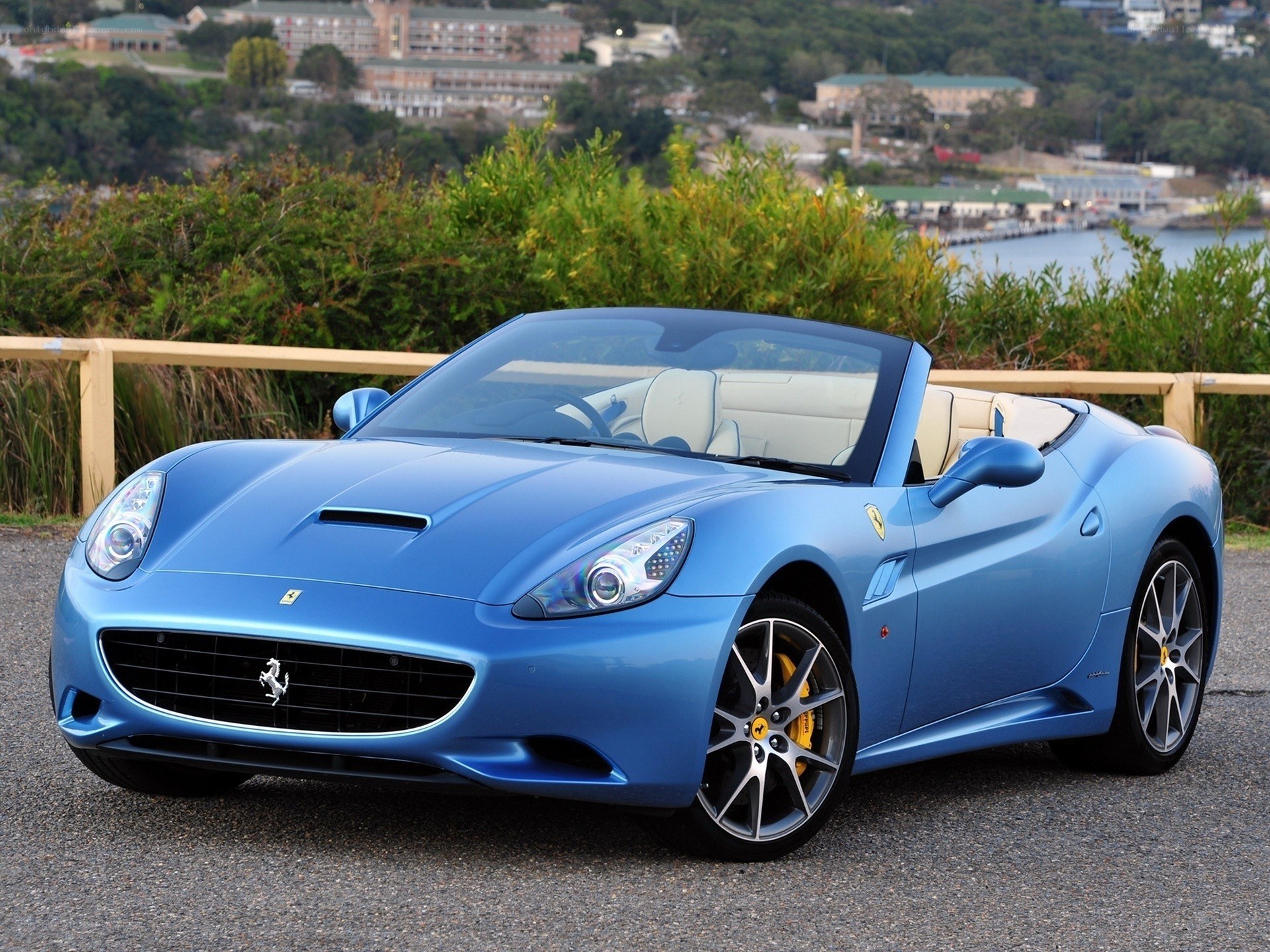 Blue Ferrari California convertible