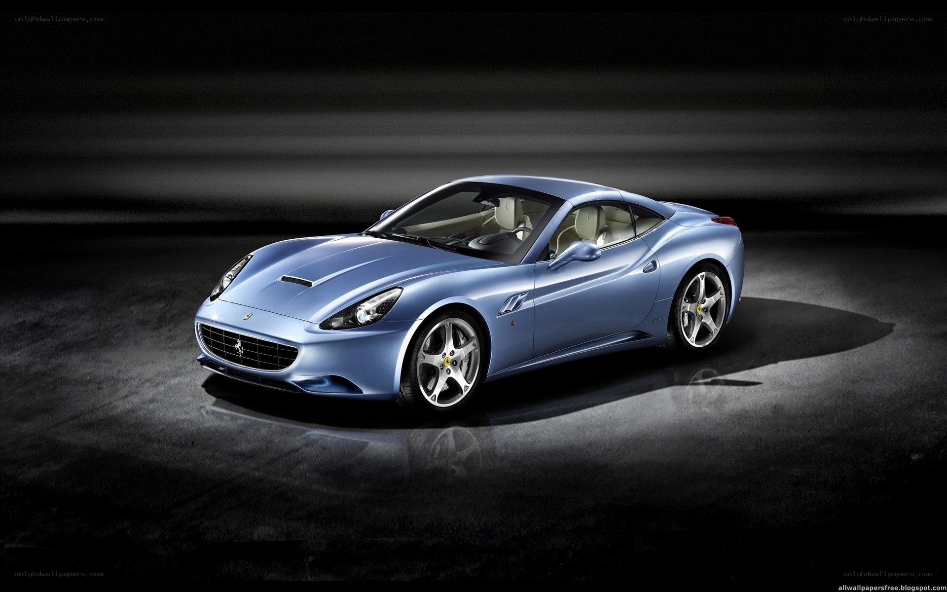 blue ferrari car on dark background