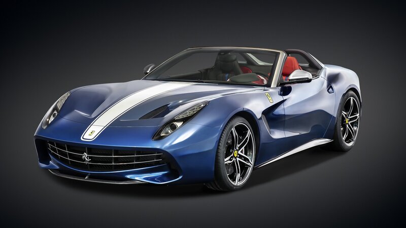 Blue Ferrari Convertible — Dramatic, 3d Render, Red Seats