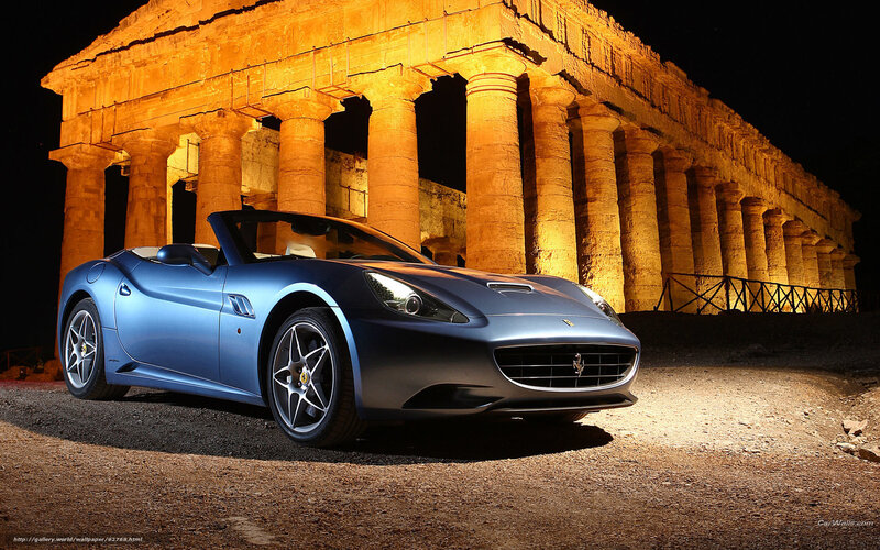 Blue Ferrari Convertible — Dramatic, Night