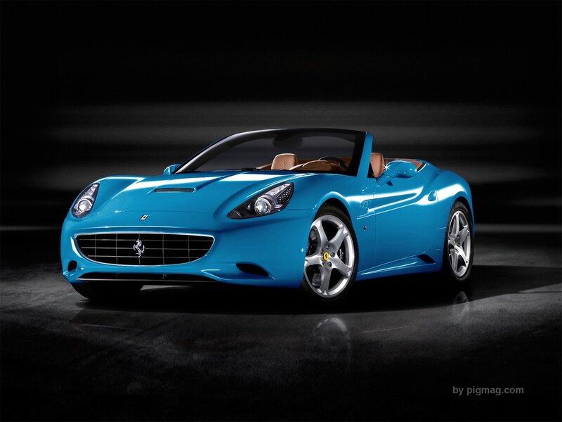 Blue Ferrari Convertible — Dramatic, Photograph, Car