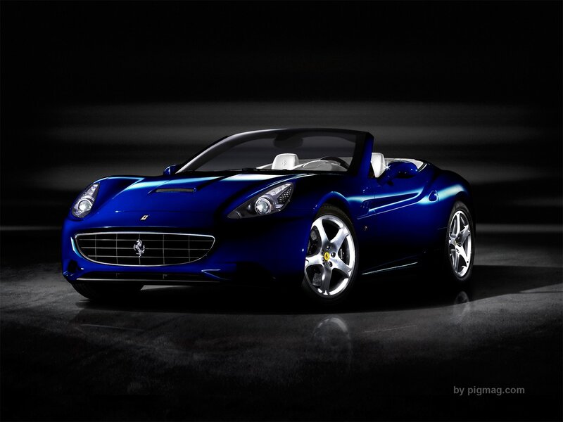 Blue Ferrari Convertible — Dramatic, Photograph