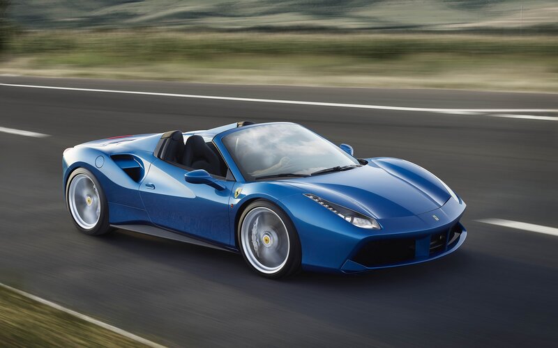 Blue Ferrari Convertible — Dynamic