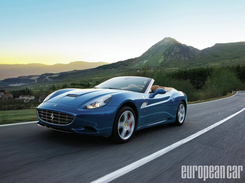 Blue Ferrari Convertible — Serene, Sunset
