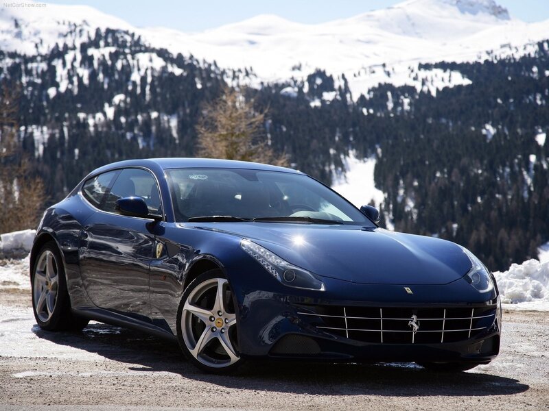 Blue Ferrari Ff — Dramatic, Winter