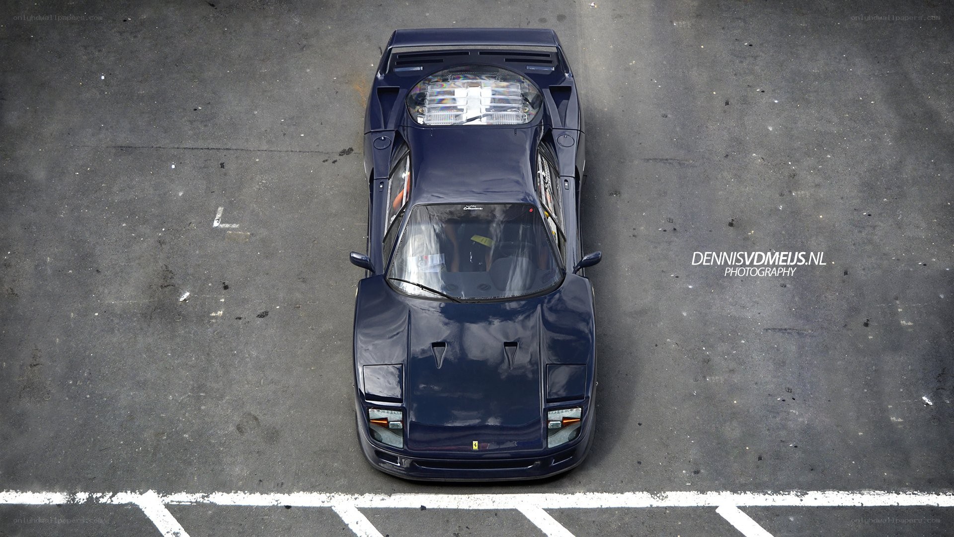 blue ferrari from above