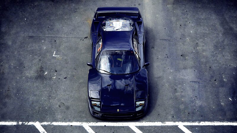 blue ferrari from above