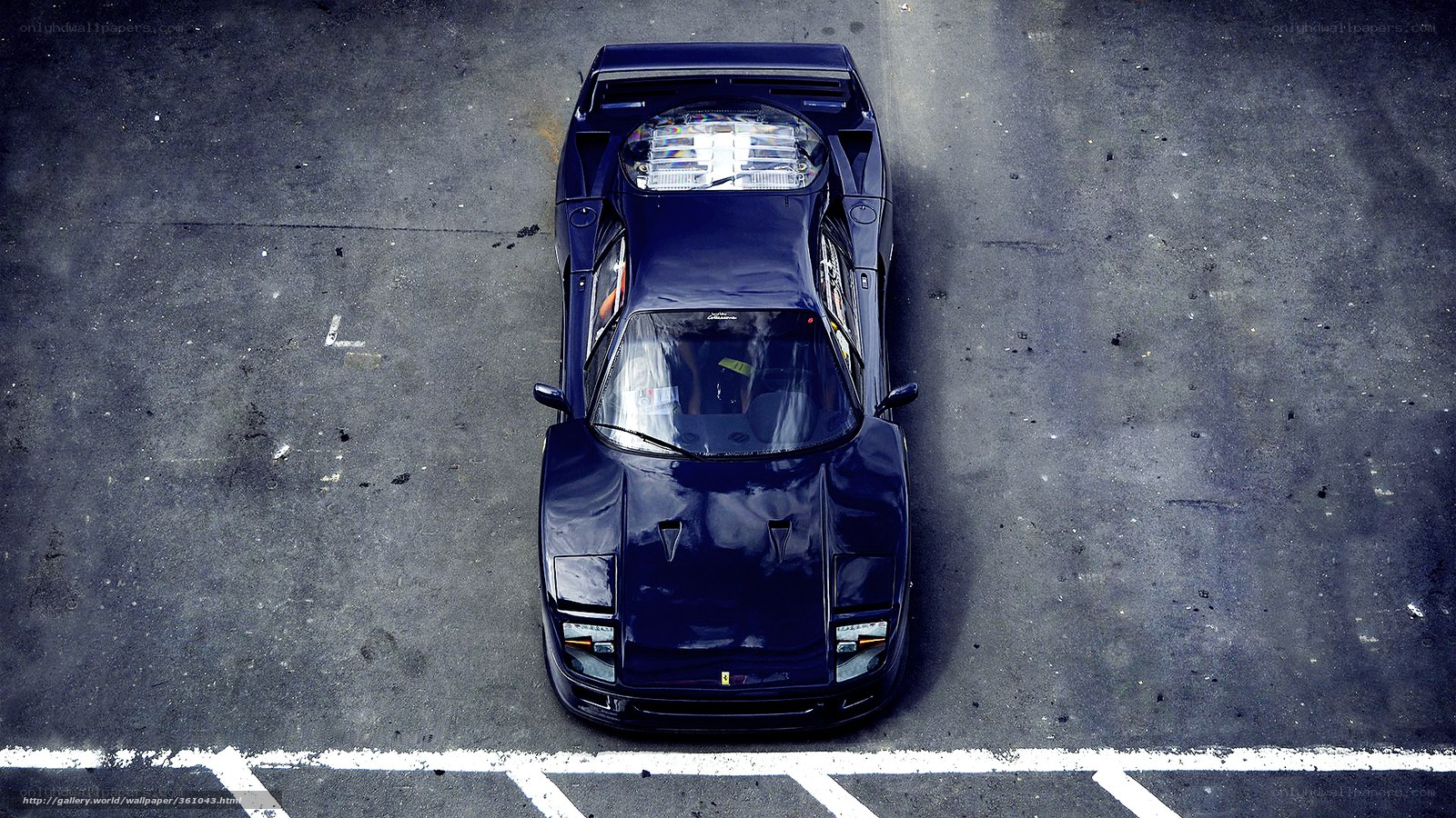 blue ferrari from above