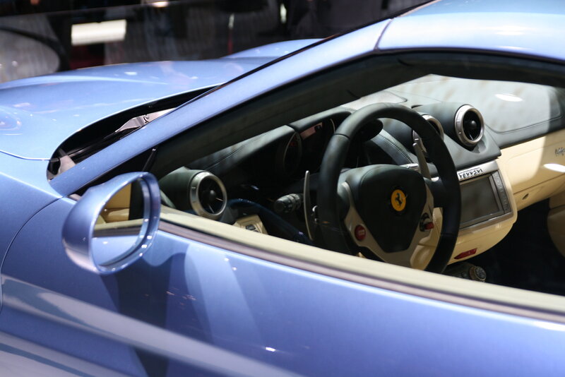 Blue Ferrari interior view