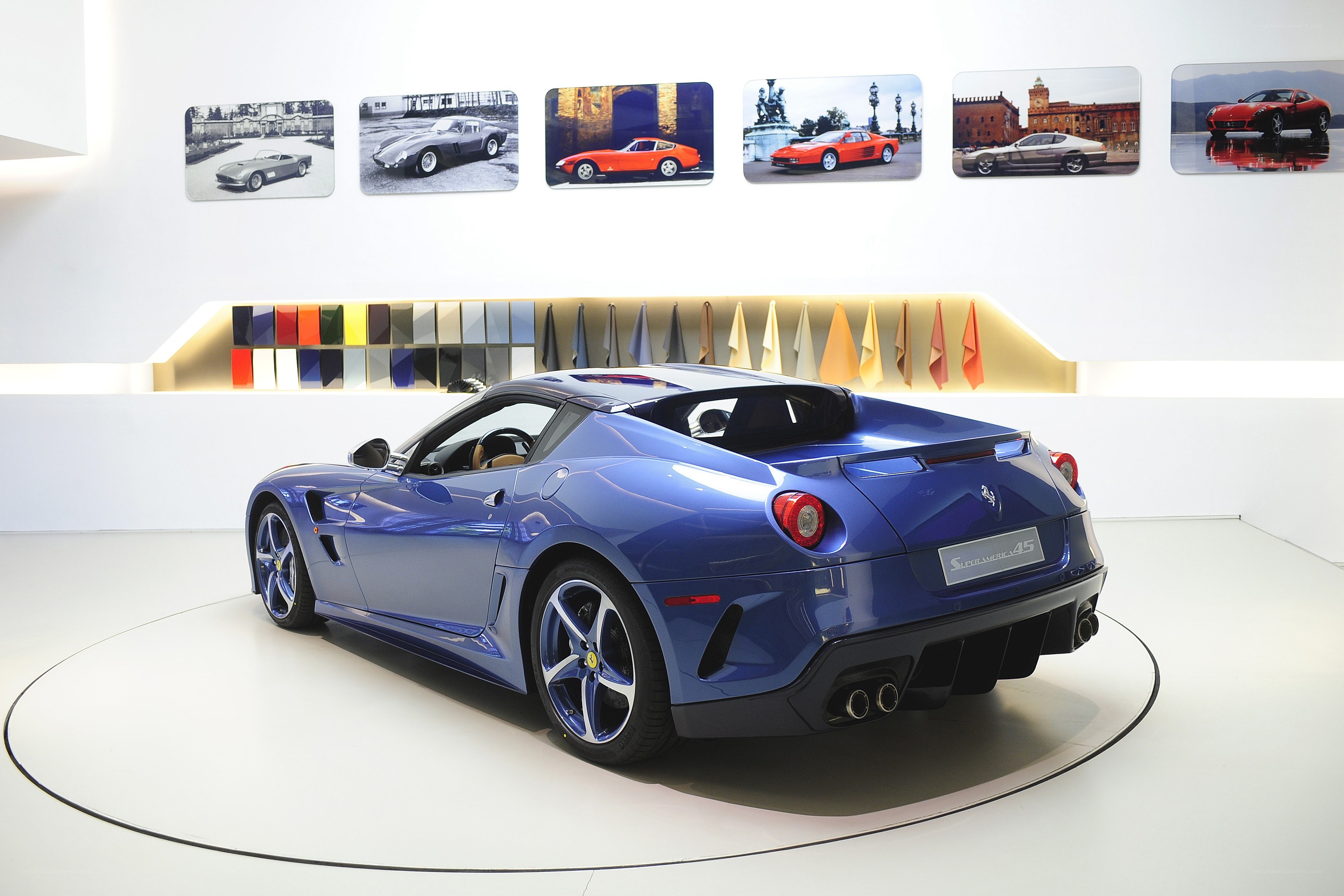 Blue Ferrari on display