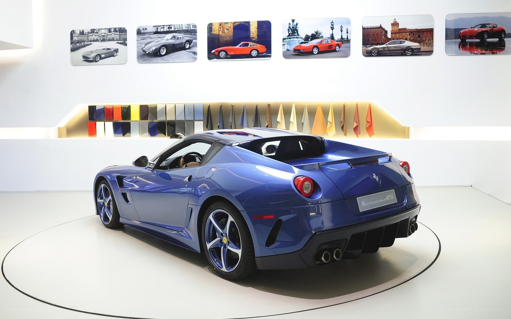 Blue Ferrari on display