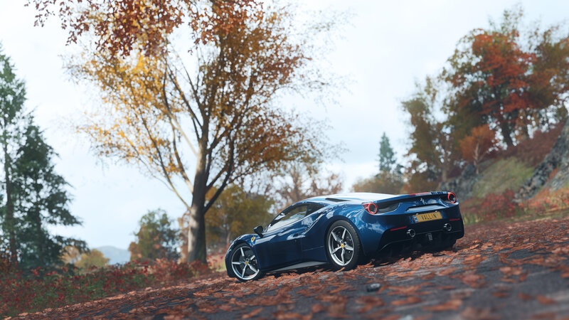 Blue Ferrari on Road