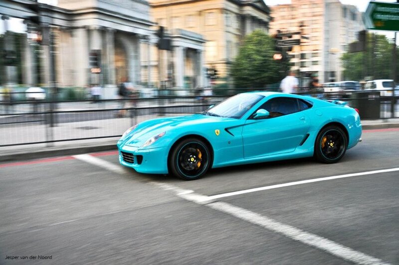 blue ferrari sports car