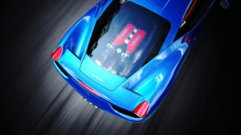 blue ferrari sports car