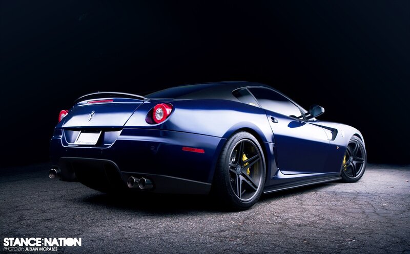 blue ferrari sports car